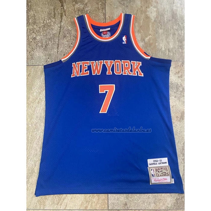 Camiseta New York Knicks Carmelo Anthony NO 7 Mitchell & Ness 2012-13 Azul